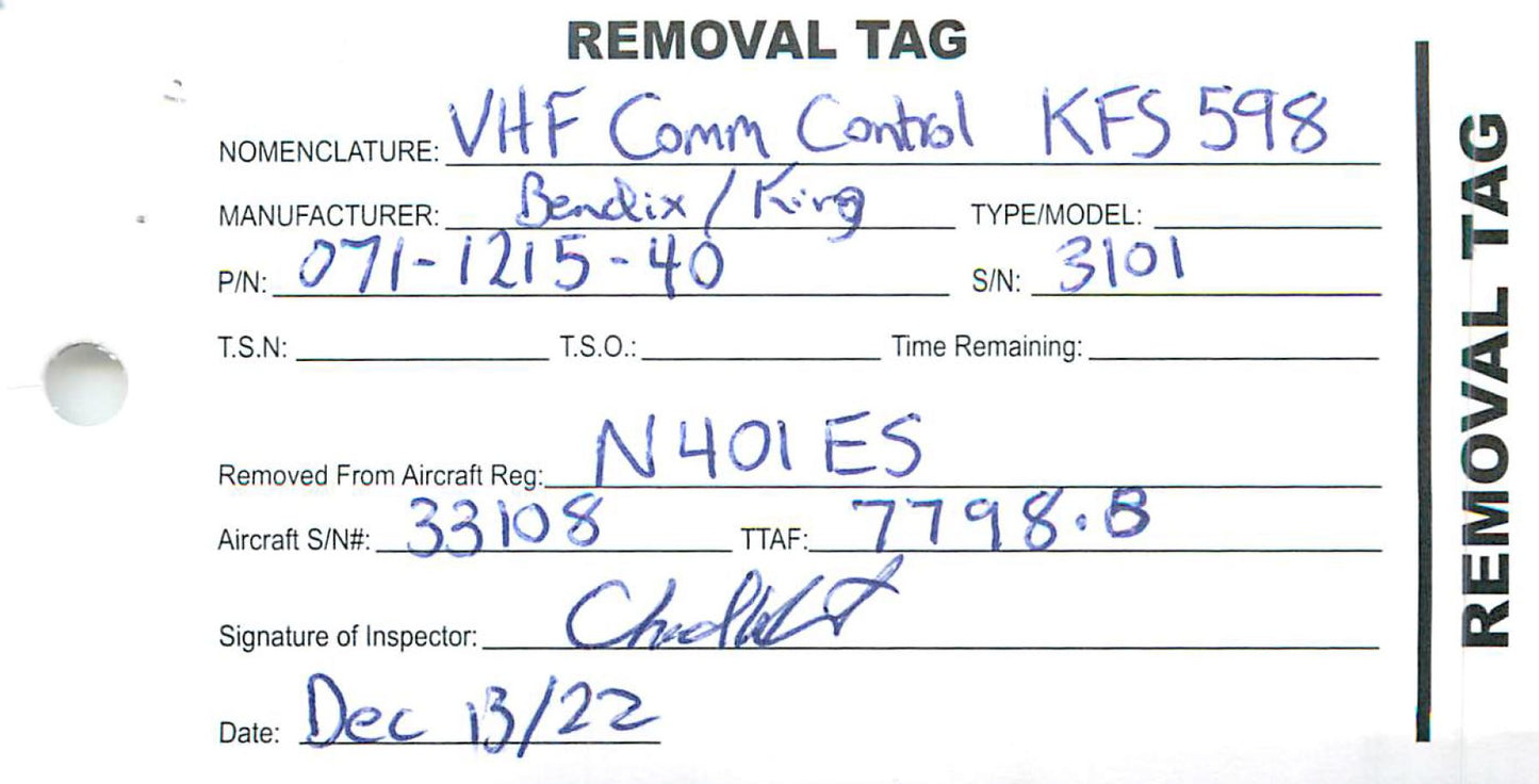 071-1215-40 - KFS-598 Com Control
