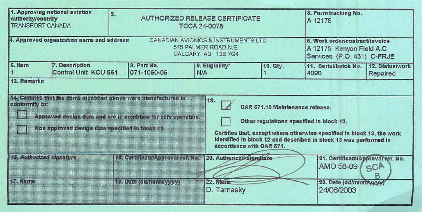 071-1060-06 - Control Unit KCU 561