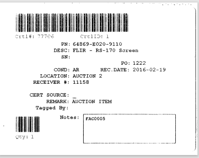 64869-E020-9110 - FLIR RS-170 Screen