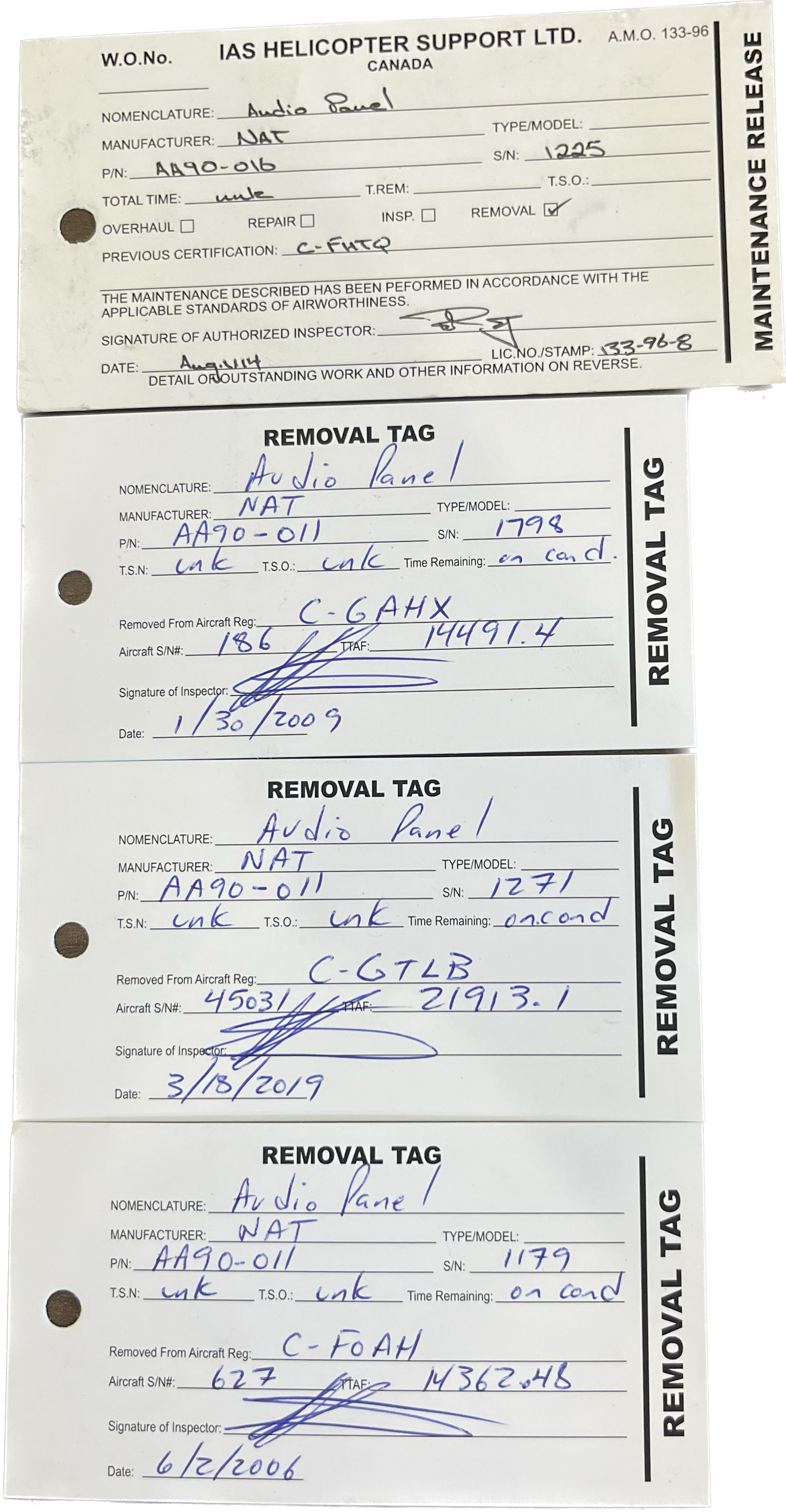 AA90-016 & AA90-011 - Audio Panel - Lot of 4