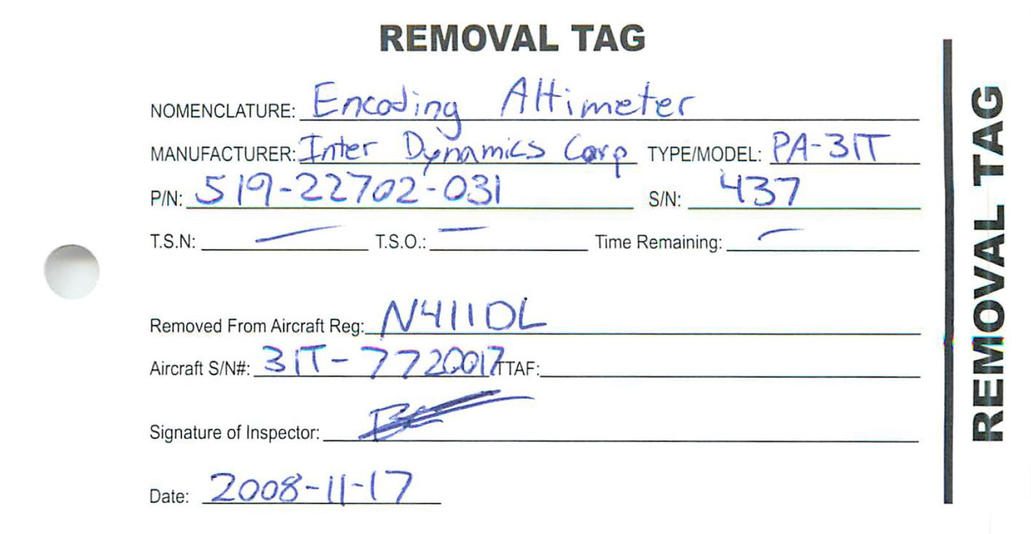 519-22702-031 - Encoding Altimeters - Lot of 1